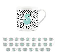 Purely Home Letter Initial Personalised Mugs - Spotty Alphabet Bone China Coffee/Tea Cups (S)