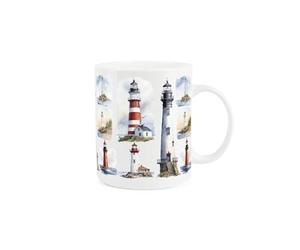 Purely Home Lighthouse Mug - Sailing Boating Coastal Seaside Gift Present - Tea Coffee White Bone China Mug