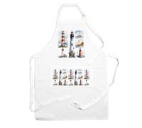 Purely Home Lighthouses Apron - Coastal Seaside Cooking & Baking Kitchen Gifts - Apron With Adjustable Neck/waist Ties & Large Front Pocket