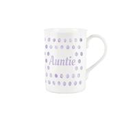 Purely Home Lilac Polka Dots Spots Auntie Mug - Fine Bone China Gift/Present Mug for Aunt