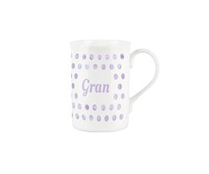 Purely Home Lilac Polka Dots Spots Gran Mug - Fine Bone China Gift/Present Mug for Gran
