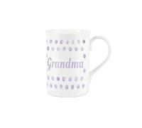 Purely Home Lilac Polka Dots Spots Grandma Mug - Bone China Gift/Present Mug for Grandma