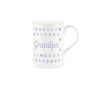 Purely Home Lilac Polka Dots Spots Grandpa Mug - Fine Bone China Gift/Present Mug for Grandpa