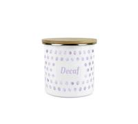 Purely Home Lilac Purple Polka Dots Decaf Storage Canister - Spotty Dotty Purple And White Metal Enamel Medium Sized Food Storage Container