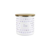 Purely Home Lilac Purple Polka Dots Tea Storage Canister - Spotty Dotty Purple And White Metal Enamel Medium Sized Food Storage Container
