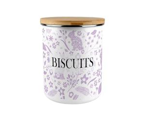 Purely Home Lilac Rabbits Biscuit Tin - Wildlife & Nature 2.7L Extra-Large Enamel Kitchen Storage Canister Gifts