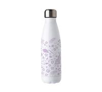 Purely Home Lilac Wild Rabbits Stainless Steel Water Bottle - Floral Gift For Animal Lovers - Double Walled 500Ml Metal Hot/cold Drinks Bottle