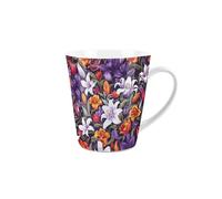 Purely Home Lily Flowers Small Latte Mug - Purple & Orange Vibrant Floral Gift - Ceramic Tea/Coffee Present