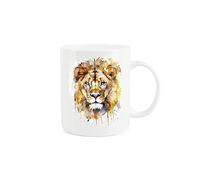Purely Home Lion Mug - Wild Animals Nature Gift/Present Mug - Tea Coffee White Bone China Mug