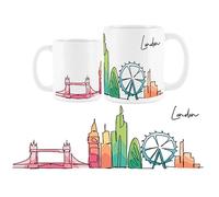 Purely Home London Mug - Colourful United Kingdom Skyline Souvenir Memento White Tea Coffee Gift Present Mug