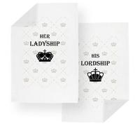 Purely Home Lordship & Ladyship Tea Towel Set - Novelty Royalty Gifts For Couples - Mixed Set Of 2 Kitchen Dish Towels - 67Cm X 45Cm