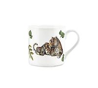 Purely Home Lounging Leopards Mum & Baby Cub with Exotic Jungle Leaves - Fine Bone China White Mug Coffee/Tea Present Gift for Animal Lovers