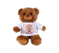 Purely Home Love You Beary Much Teddy Bear - Couples Valentines Day Gift - Dark Brown Stuffed Animal with Pink Cartoon T-Shirt