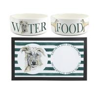 Purely Home Lurcher Pet Mat, Food & Water Bowl Set