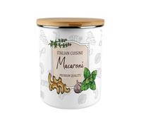 Purely Home Macaroni Pasta Storage Canister - Italian Cooking Gifts Extra-Large Enamel Kitchen Tin With Bamboo Lid
