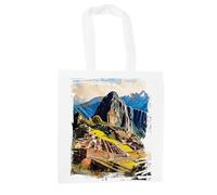 Purely Home Machu Picchu Tote Bag - Seven Wonders Oil Painting Art Gift - Reusable Shopping Bag Present