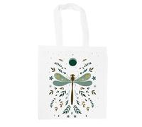 Purely Home Magical Bugs Tote Bag - Foliage Mosaic Patterned Insects Themed Gift - White Shopping Bag Present for Her