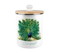 Purely Home Majestic Peacock Compost Caddy - Metal 2L Decorative Kitchen Food Waste Bin
