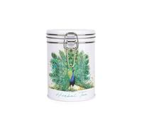 Purely Home Majestic Peacock Herbal Tea Canister - Exotic Feathered Bird - Vibrant Metal Clip Lid Kitchen Food Storage Jar/Container 700ml (13cm x 9.5cm) - Housewarming Gift