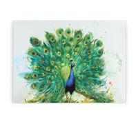 Purely Home Majestic Peacock Large Smooth Glass Worktop Protector - Kitchen Chopping Board