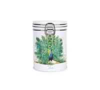 Purely Home Majestic Peacock Tea Canister - Exotic Feathered Bird - Vibrant Metal Clip Lid Kitchen Storage Jar/container 700Ml (13Cm X 9.5Cm)