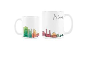 Purely Home Maldives Mug - Colourful Maldives Asia Skyline Souvenir Memento White Tea Coffee Gift Present Mug