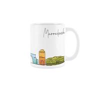 Purely Home Marrakech Mug - Colourful Morocco Skyline Souvenir Memento White Tea Coffee Gift Present Mug