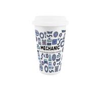 Purely Home Mechanic Ceramic Travel Mug - Novelty Flasks For Tradies & Car Enthusiasts- Double-Walled Insulated Drinks Cup Gift/present