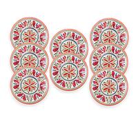 Purely Home Mediterranean Melamine Dinner Plates - Set Of 8, Red
