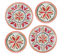Purely Home Mediterranean - Outdoor/Camping/Picnic - Melamine/Plastic Dinner & Side Plate Set (Mediterranean, 4)