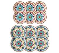 Purely Home Mediterranean - Outdoor/Camping/Picnic - Melamine/Plastic Dinner & Side Plate Set (Mediterranean, 4) (Mediterranean, 4) (Rio Medallion, 12)