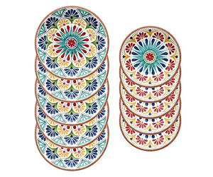 Purely Home Mediterranean - Outdoor/Camping/Picnic - Melamine/Plastic Dinner & Side Plate Set (Mediterranean, 4) (Mediterranean, 4) (Rio Medallion, 10)