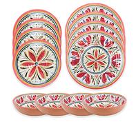 Purely Home Mediterranean - Outdoor/Camping/Picnic - Melamine/Plastic Dinnerware Set (12)