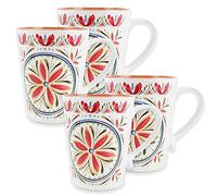 Purely Home Mediterranean Melamine Mugs - Set Of 4, Red