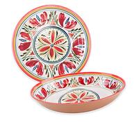 Purely Home Mediterranean - Outdoor/Camping/Picnic - Melamine/Plastic Oval Serving Bowl & Round Platter Set