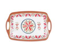 Purely Home Mediterranean Rectangular Handled Outdoor Dining Melamine/Plastic Tea Food & Drink Serving Tray