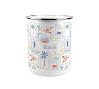 Purely Home Mediterranean Summer Metal Utensil Holder - XL Kitchen Utensil Pot/Organiser for Countertop Decor Gift 18x16.5cm