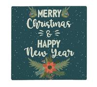 Purely Home Merry Christmas & Happy New Year Square Glass Worktop Protector Chopping Board