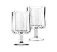 Purely Home Mesa Clear Plastic/Acrylic 15oz Ribbed Drinking Goblet Set - for Camping & Picnics (2)