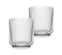 Purely Home Mesa Clear Plastic/Acrylic 15oz Ribbed Drinking Tumbler Set - for Camping & Picnics (2)