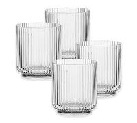 Purely Home Mesa Clear Plastic/Acrylic 15oz Ribbed Drinking Tumbler Set - for Camping & Picnics (4)