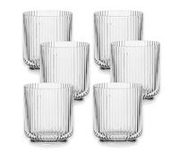 Purely Home Mesa Clear Plastic/Acrylic 15oz Ribbed Drinking Tumbler Set - for Camping & Picnics (6)
