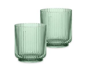 Purely Home Mesa Sage Green Plastic/Acrylic 15oz Ribbed Drinking Tumbler Set - for Camping & Picnics (2)