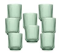 Purely Home Mesa Sage Green Plastic/Acrylic 15oz Ribbed Drinking Tumbler Set - for Camping & Picnics (8)