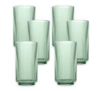 Purely Home Mesa Sage Green Plastic/Acrylic 22oz Ribbed Jumbo Drinking Cup Set - for Camping & Picnics (6)