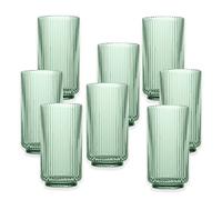 Purely Home Mesa Sage Green Plastic/Acrylic 22oz Ribbed Jumbo Drinking Cup Set - for Camping & Picnics (8)