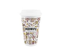 Purely Home Midwife Ceramic Travel Mug - Novelty Medical Training Job Gift/present - Double-Walled Insulated Hot/cold Drinks Cup