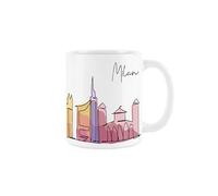 Purely Home Milan Mug - Colourful Italy Skyline Souvenir Memento White Tea Coffee Gift Present Mug
