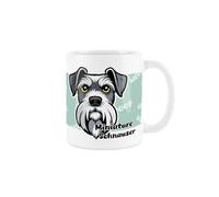 Purely Home Miniature Schnauzer Dog Mug - Cartoon Fun Novelty Gift for Dog Lovers - Tea/Coffee Ceramic White Cup