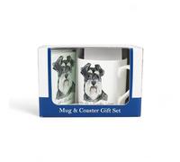 Purely Home Miniature Schnauzer Mug & Coaster Gift Set - Lifes Better with a Miniature Schnauzer by Rhiannon Chauncey - Bone China Mug and Glass Coaster Set - Tea/Coffee Present for Dog Lovers
